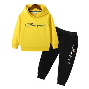 Abbigliamento per bambini Set di vestiti per ragazze Abbigliamento sportivo per bambini Felpe con cappuccio Pantaloni Tuta 2 pezzi Moda per bambini Tuta sportiva per bambini