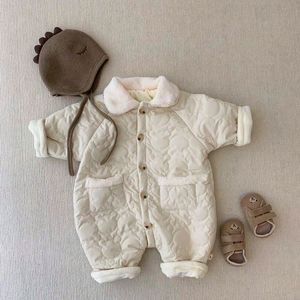 Jumpsuits Winter Baby Clothing Fur Lining Toddler Girls Coat Rompers Bear Suit Infant Outfit Baby Boys Jumpsuits Fur Clothes Fleece 230228