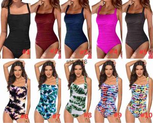 Bikinis Zestaw Vintage One Piece Swimsuit Kobiety stroje kąpielowe Push Up Kąpiec Ruched Kontrola brzucha Monokini Retro w rozmiarze Plus T230228