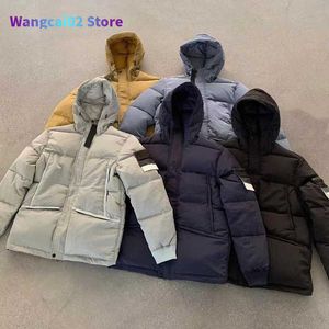 Herrarna Down Parkas varumärke Mens Topstoney Parkas 21FW Metal Nylon Down Cotton Jacket Varm broderad manschettrock Parka Size M-2XL T230228