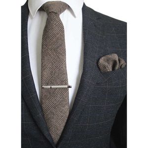 Gusleson 8cm de lã gravata gusleson 8cm gravata xadrez sólida para homens gravata de qualidade gravata de caxemira e lenço conjunto para a festa de casamento J230227