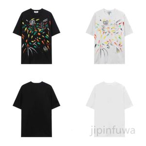 EUトレンドラビンズメンズショートスリーブTシャツデザイナーTシャツファッション手描きグラフィティプリントトップスハイストリートコットンスウェットシャツ5DPJ