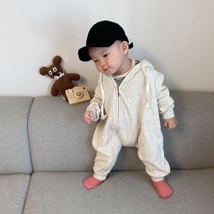 Jumps Autumn Baby Casual Romper Lose Bress Bluza Długie rękaw Dzieci Kapturej kombinezonu Little Girl Zapip Płaszcz Toddler Boy Ubrania 230228