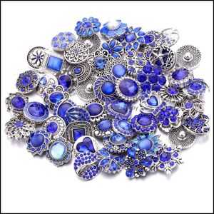 Altri componenti di gioielli con bottoni automatici a forma di fiore con strass misti Sier 18 mm Bottoni a pressione in metallo adatti al braccialetto braccialetto Noosa Drop Delivery Fi Dh9Od