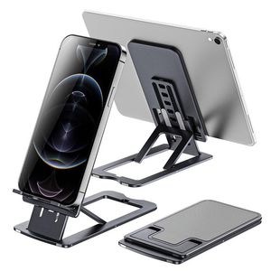 Metal Alloy Desktop Phone Holder Foldable Extend Support Table Desk Mobile Mount Pocket Size Slim Stand for iPhone 13 Pro Max iPad samsung Adjustable Bracket