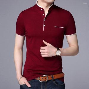 Men's T Shirts Men Mandarin Collar T-Shirt Basic Tshirt Male Short Sleeve Shirt Brand Tops&Tees Cotton