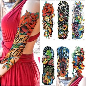 Temporary Tattoos Y Waterproof Fl Arm Sleeve Tattoo Sticker Large Skl Tatoo Stickers Fake Fattoos For Men Women Drop Delivery Health Dhcnh