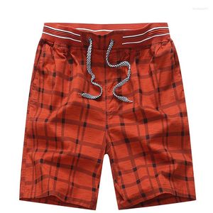 Shorts masculinos kasual musim panas keluaran baru celana tengah lima poin pinggang elastis serut katun biasa longgar pria ukuran
