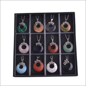 Pendant Necklaces Nostal Men And Women Retro Novelty Simple New Necklace Natural Crystal Semiprecious Stone Chakra Gem Amet Lucky Co Dh9Gk