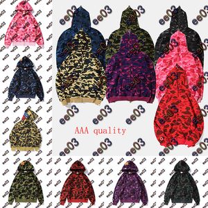 Men's brand hoodie 7-colors shark quality Japanese fashion spring and autumn camouflage embroidered ape cotton hoodie size M-3XL