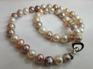 Ketten Damen Klassischer Schmuck 10-11mm Weiß Rosa Lila Gemischte Perlenkette Echtes Natürliches Süßwasser 18'' 45cm