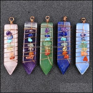 Pendant Necklaces Arrowhead Chakra Reiki Healing Pendums Charms Natural Stones Amet Crystal Meditation For Men Women Jewelry Making Dhvqp