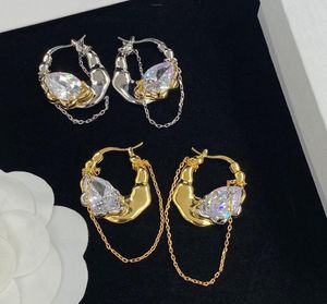 Ny Fashion Circle Simple Dingle Earrings Aretes Orecchini Women Designer Crystal Earndrops Hoop Earring Have Stamp With Box