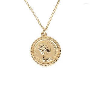 Pendant Necklaces Jeroot Retro Gold Color Portrait Round Coin Minimalist Figure Face Long Chain Necklace For Women Gift