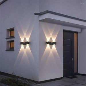 Wall Lamp Waterproof LED Outdoor Garden Balcony Post Alunimun Wave Up And Down Sconce Home Bedside Stair Light