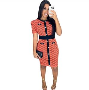 Women Casual Dresses Classic NEW Luxury Letter Pattern Short Sleeve Womens Clothing