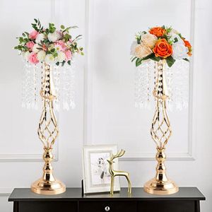 Titulares de vela Luxury Metal com Crystal Flowers Vas