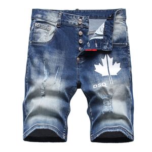 Tr Apstar DSQ Cool Guy Short Men 's Jeans 힙합 록 모토 남성 디자인 데님 바이커 DSQ 여름 블루 청바지 짧은 1120