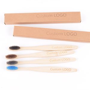 Tandborste 10st Custom Eco Friendly Bamboo Es Dental Oral Care Tooth Brush Charcoal Teeth Soft Brestle 230228