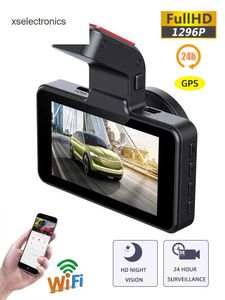 Update Dash Cam Car DVR 24H HD 1296P Kamera Dual Objektiv Video Recorder Black Box Cycle Dashcam in GPS mit WiFi G-Sensor Car DVR integriert