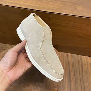 Designer Shoes Outlet Loropiana Factory High-version High-top Shoes Women's Lp Loafer Shoes Slacker Shoes Flat Bottoms and Ankle Boots Casual Shoes for Lovers