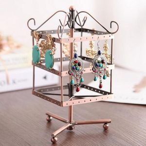 Jewelry Pouches Bags Rotation Square Metal Multi-Functional 96 Holes Earrings Display Jewellery Stand Holder Stud Packaging Wholesale