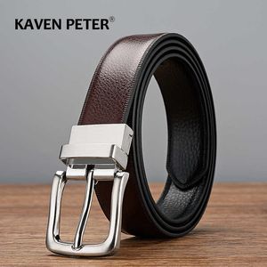 Belts Male Leather Belts For Men High Quality Designer Reversible Buckle Business Cowskin Casual Waist Belt 30 CM Strap Waistband Z0228