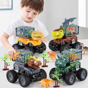 Science Discovery Children Inertia Car Toy Excavators Boy Toy Car Mini Dinosaur Engineering Trucks Transport Truck Model Car Kids Games 230227