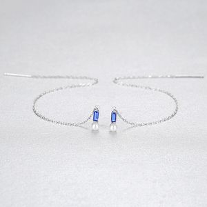 Korea romantisk färgglad ädelsten pärla s925 silver dingle örhängen temperament kvinnor glänsande zirkon tofs örhängen high-end smyckespresent