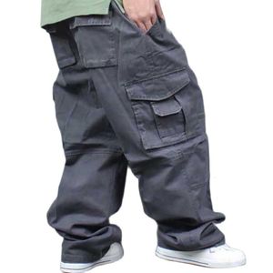 Spodnie męskie szerokie nogi Hip Hop Spodnie Mężczyzn Casual Cotton Harem Cargo Spodnie luźne workowate spodnie streetwear plus size joggers Men un30228