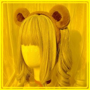 パーティー用品その他のイベントのぬいぐるみベースロリータベア耳kc harajukuかわいいカワイイヘアバンドスクローヘアアクセサリー