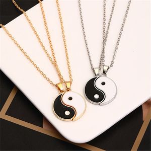 2pcs /conjunto Gold tai ji diagrama de designer colar woman woman colar masculino sul -americano prateado pendente liga colares pingentes pingentes charco