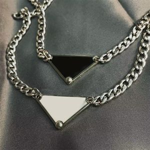 Metal triangle luxury neck chain p girls trendy designer jewlery for women aesthetic chains plated silver romantic double color men p necklaces delicate ZB011 F4