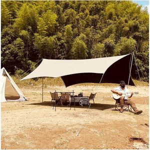 Carpas y refugios Cubro negro Tarp 4x4 Toldo de mariposa hexagonal Camping Tarpaulin Improue Tent Tent Sunshade Flyheet Canopy