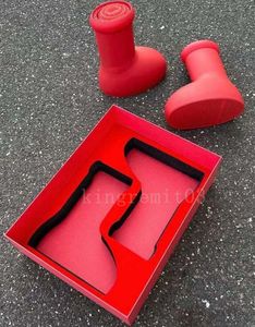 Astro Boy Boot الرجال النساء مصمم MSCHF أحذية المطر التمهيد كبير أحمر التمهيد سميكة أسفل الجوارب المطاطية أحذية الموضة أحذية مستديرة مع صندوق