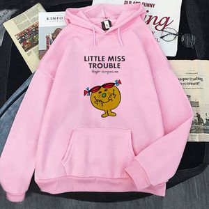 Женские толстовки Толстовки Little Miss Trouble Hoodie Kawaii Sunshine Graphic WomenMen Осень Повседневные топы Мужские пуловеры Девушки Мультфильм Одежда 230227