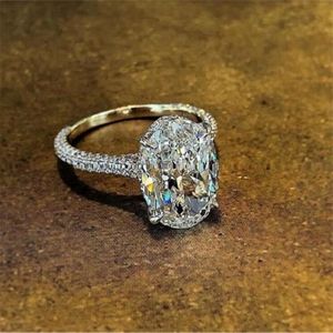 Vintage Oval cut 4ct Lab Diamond Promise Ring Engagement Wedding Band Rings For Women Jewelry