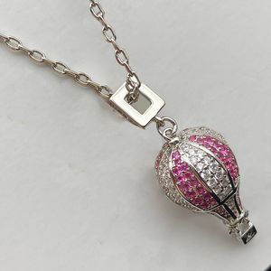 Luxury Diamond Hot air balloon Pendant Necklace Designer Women Fashion Classic Sliver Men Jewelry Chain Necklaces Woman Love Gift 2302283BF