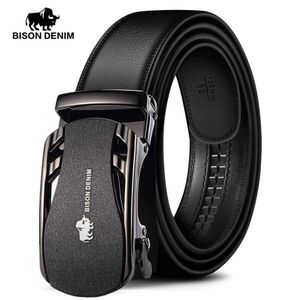 Belts BISON DENIM Belts For Men Genuine Leather Cowskin Black Belt Automatic Buckle High Quality Business Male Men's Belts N71319 Z0228