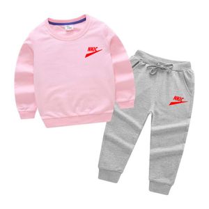 Children Baby Boys Autumn Outfit Brand Print Sets Long Sleeve O Neck Patchwork Pullover Drawstring Pants 2Pcs