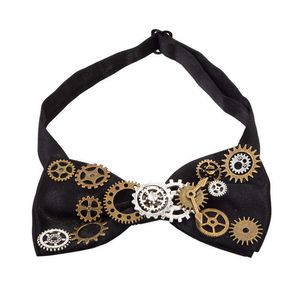 Nackband unisex steampunk bow slips växel slips gotisk punk vintage cravate svart nackkläder tillbehör j230227