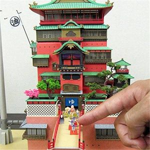 3D-pussel Spirited Away Aburaya Bathhouse 3D Pappersmodell Montering Papercraft Pussel Pedagogisk Barnleksak Anime Totoro Födelsedagspresent L230228