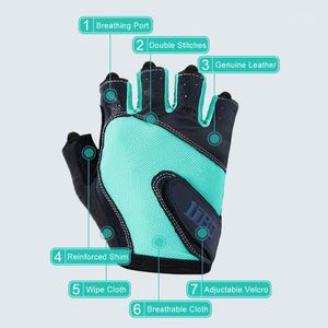 Fünf Finger Handschuhe FEIQIAOSH Mädchen Fitness Übung Frauen Leder Atmungsaktiv Stoßfest Radfahren Gym Halb Finger Handschuh 2023 Guantes Ciclismo