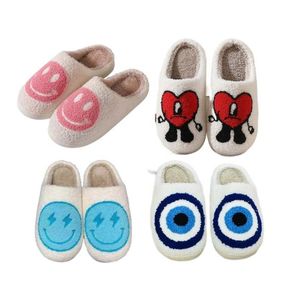 Casa roupas chinelos fznyl amor feliz coração mau casa coelho natal pelúcia slides mau olho smiley rosto para mulher 39s gota de gw