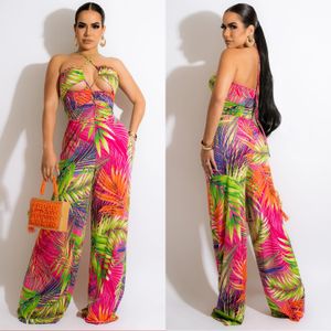 Frauen Jumpsuits Strampler Designer aushöhlen Sexy Sommer Digitaldruck Schnürbrust Wrap Overall Hosenanzug zh2843 Modekleidung