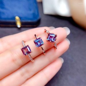 Cluster Rings Natural Alexandrite Stone Ring Luxury Fashion Women's Jewelry Classic Fall S925 Sterling Silver 6 6mm