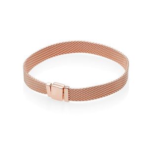 Rose Gold Strap Style Charm Mesh Armband för Pandora 925 Sterling Silver Party Jewelry For Women Men Girl Girlate Designer Couples Armband med original Box