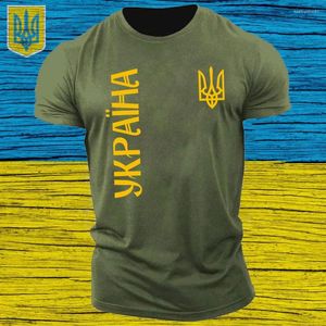 Męskie koszulki z krótkim rękawem ukraińska koszulka z logo ukraińska taktyczna koszulka Zelensky koszulka Harajuku pamiątka herb Tee wojskowa zieleń wojskowa