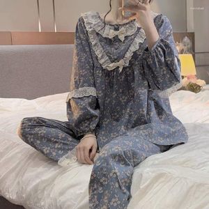 Damska odzież sutowa 2023 Moda wiosenna wygodna piżama zestaw dziewcząt damskie odzież domowa z długim rękawem luksusowe ubrania butikowe ubranie
