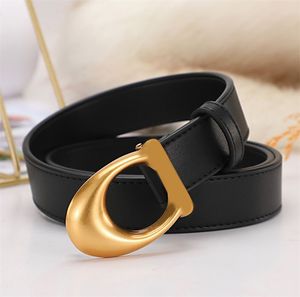 Luxury Leather Belt Fashion Womens Belt Retro Metal Letter Smooth Buckle Unisex Two Sided Cintura Elegant Holiday Black Mens Designer Belt PJ043 C23